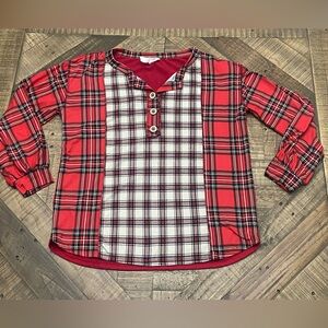 BiBi Red Plaid Women's Top